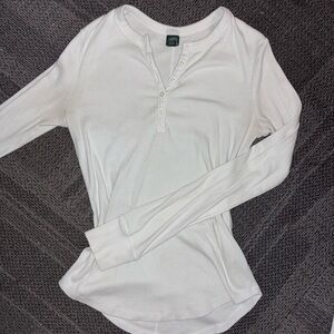 Wild Fable Cream Long Sleeve Henley Top